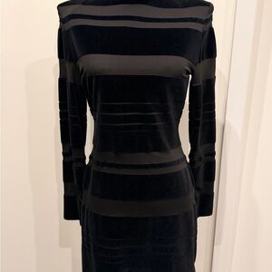 Balmain Black Velvet Striped Dress